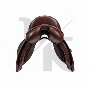 Selle de dressage en cuir véritable de qualité supérieure, personnalisable, avec blocs de genouillères, coussinets de siège rembourrés, cuir naturel souple, quincaillerie nickelée - Product Image 4