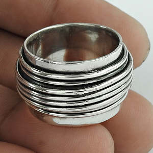 Handmade Bohemian Jewelry Available In 925 Sterling Solid Thumb <b>Ring</b> Pretty Design Hammered <b>Spinner</b> <b>Ring</b> At Lowest Price - Product Image 2