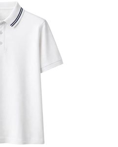 Polo homme blanc personnalisé en mélange de coton, décontracté, à manches courtes, col classique, uni, haut d'été avec détail rayé contrastant, coupe ajustée - Product Image 3