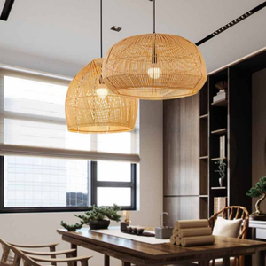 Natural Bamboo <b>Ceiling</b> <b>Light</b> Fixture with Lightweight Structure Durable Frame and Soft <b>Light</b> Diffusion Suitable for Cafes - Product Image 2