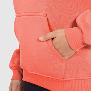 Sweat-shirt à capuche en molleton de coton pour femme, coupe classique, couleur unie, avec poches, décontracté, hiver, brodé, vente en gros - Product Image 4