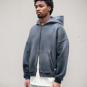 Sudadera con capucha personalizada de 500GSM de alto gramaje, con lavado ácido, estilo vintage desgastado, hombros caídos, corte holgado, de forro polar, estilo streetwear - Product Image 3
