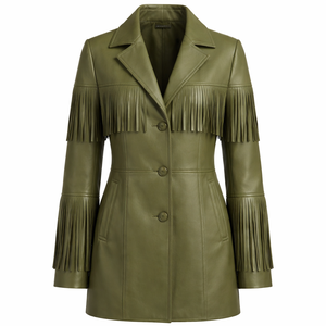 Abrigo de Cuero con Flecos Premium Personalizado al por Mayor para Mujer - Fabricante Directo y Suministro OEM - Product Image 1
