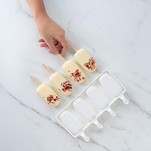 Forma de Silicone para Picolé com <span class=keywords><strong>4</strong></span> Cavidades, Molde para Sorvete Caseiro - Product Image 1