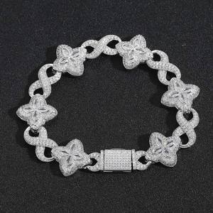 Pulsera de Diamantes Moissanite Estilo Hip Hop para Hombre y Mujer, Pulsera de Cadena Cubana de Lujo con Incrustaciones de Diamantes para Fiestas y Bodas - Product Image 1