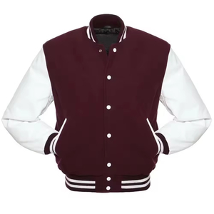 High Quality Custom Logo College Outdoor Varsity <b>Jacket</b> for Men Solid Color <b>Leather</b> Sleeve Plus Size Letterman <b>Winter</b> <b>Jacket</b> - Product Image 5