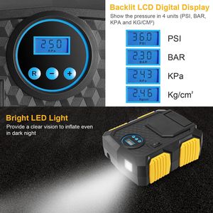 Pompa Gonfiagomme 12V DC 120W 150PSI con LCD, Flusso d'Aria Elevato 25L/Min, Compressore Elettrico per Pneumatici - Product Image 6