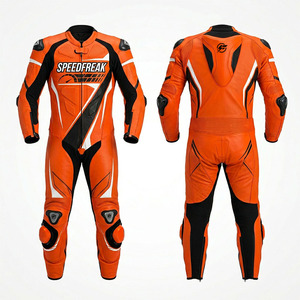 Combinaison de course moto en cuir intégral pour homme Speedfreak, une pièce, orange, noir, blanc, respirante, toutes saisons - Product Image 3