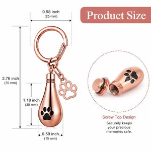 Pet Cremation Urns Keychain with Pear Shape Pendant, Zinc Alloy Keepsake Keyring for Pet Loss <b>Memorial</b> <b>Gifts</b> - Product Image 3