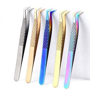 Juego de pinzas angulares para cejas de acero inoxidable premium con agarre antideslizante para una depilación precisa, herramienta de belleza profesional para salón. - Product Image 1