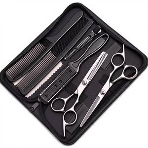 Ensemble professionnel de ciseaux de coiffure, ciseaux à effiler, peignes, couleur personnalisée, acier inoxydable, pour droitiers, manche long, tranchants et de haute qualité - Product Image 6