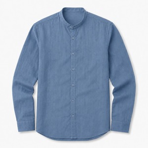 Chemise d'été respirante pour homme en lin uni, col à revers boutonné, manches longues, coupe classique, décontractée et professionnelle, OEM ODM, logo personnalisé - Product Image 6