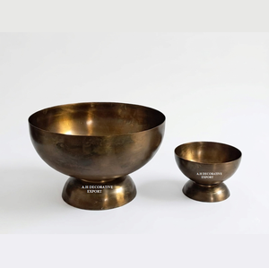 Vintage Floral Urn for Wedding <b>Decor</b> <b>Rustic</b> Gold Centerpiece Bowl Set for Floral Design Antique Brass Finish Metal Pedestal Bowl - Product Image 1