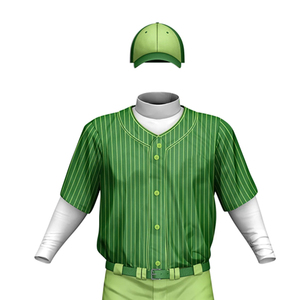 Camiseta de Béisbol a Rayas Verdes para Hombre, Manga Corta, Cierre de Botones, Transpirable, Corte Regular, Ropa Deportiva para Todas las Temporadas - Product Image 1