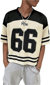 เสื้อฟุตบอลคุณภาพสูง คอวี ทรงโอเวอร์ไซส์ ไซส์พลัส สไตล์เรโทร แบบสั่งทำได้ ยูนิเซ็กซ์ ผ้าตาข่ายระบายอากาศ ทรงครอป 100% ไซส์ตรงตามขนาด - Product Image 5