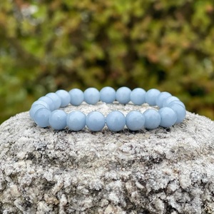Chakralume Natural Blue Angelite Beaded <b>Bracelet</b> for <b>Healing</b> Reiki Energy Jewelry Unisex Gift From Rajasthan 8mm Wholesale - Product Image 5