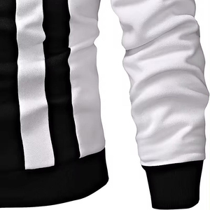 Men's Color Blocking Raglan Sleeve Knitted Pullover O-Neck Casual <b>Sweater</b> Regular Fit Long Sleeve Black White - Product Image 5