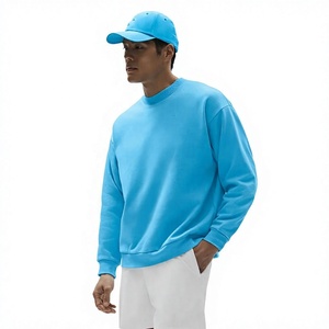Sudadera de Cuello Redondo para Hombre, Corte Regular, Color Azul Sólido, Tejido de Algodón, Estilo Casual, Invierno, Ecológica e Impermeable - Product Image 1