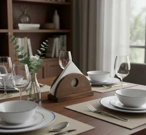 Porte-serviettes en bois, design classique artisanal pour la cuisine, la table à manger, organisateur de papier toilette - Product Image 1