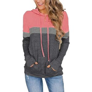 Sudadera con Capucha de Talla Grande para Mujer, Bloques de Color, 95% Poliéster 5% Elastano, Patrón Geométrico, Ligera Elasticidad, Tejido de Punto - Product Image 4