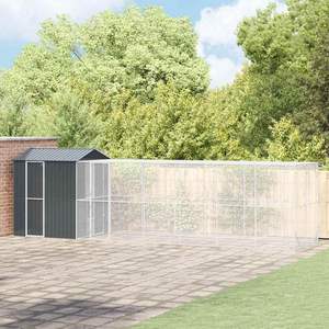 กรงนกเหล็กชุบสังกะสี 824 x 208 x 247 ซม. สีแอนทราไซต์ สำหรับเลี้ยงนกในสวนหลังบ้าน - Product Image 1