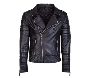 Blouson en cuir pour homme, style motard, classique, marron, effet vieilli, pour moto et course automobile, personnalisable avec le nom de l'équipe - Product Image 1