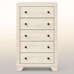 Commode blanche contemporaine avec 5 tiroirs et finition stratifiée pour chambre à coucher, mobilier de maison, design pratique pour la maison - Product Image 4