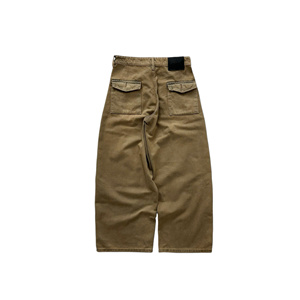 Pantalon cargo pour homme, taille haute, coupe ample, couleur unie, denim en coton, style décontracté, automne - Product Image 1
