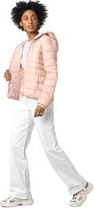 Women's Lightweight <b>Packable</b> Hooded Winter Quilted Puffer <b>Jacket</b> Detachable Sleeves Hat Water Resistant Coat Custom Brand Satin - Product Image 4