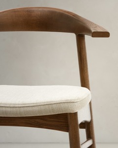 Modern Solid Teak <b>Dining</b> <b>Chair</b> with Curved Backrest and Upholstered Seat Elegant Mid Century Design for Home, Cafe & Restaurant - Product Image 5