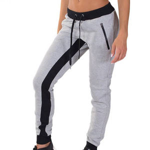 Women's Gray <b>Harem</b> Pants With Black Side Stripe Drawstring Waist Casual Joggers Full Length Regular Fit Autumn Wear - Product Image 2