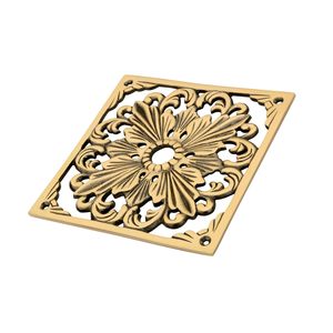 Panel Decorativo Cuadrado de Latón para Puerta, 6.3 x 6.3, con Diseño de Loto, Estilo Tradicional Indio, Accesorio para Puerta - Product Image 3