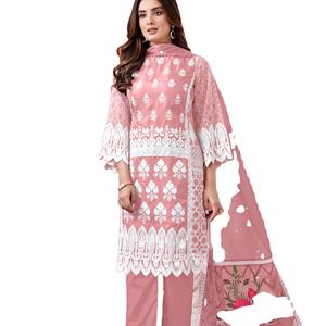 Juego de Kurti de trabajo de hilo de bordado de organza suave de último diseñador por Fab Zone - Product Image 1