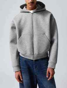 Sweat-shirt à capuche épais de luxe personnalisé coupe classique automne-hiver, manches classiques, couleur unie nude, sans cordon, 100 % coton velours - Product Image 6