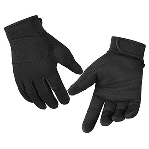 Gants de course à doigts entiers respirants en nylon antidérapants compatibles avec les écrans tactiles, unisexes, fermeture auto-agrippante, noirs - Product Image 1