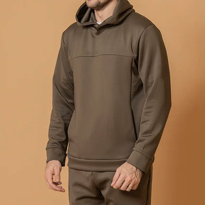 Survêtement à capuche pour hommes grande taille, gris uni, décontracté, sweat-shirt long avec poches latérales, taille élastique, coupe ample, vêtements d'automne - Product Image 6