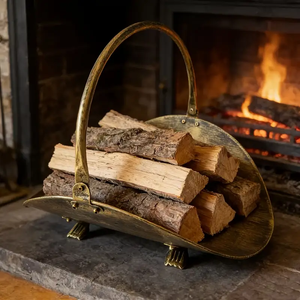 Brass Firewood Rack Customized Size Factory Price Brass Firewood Rack With Fireplace <b>Log</b> <b>Holder</b> At Lowest Price - Product Image 5