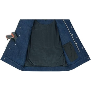 Custom <b>Men's</b> Denim & Genuine Leather Motorcycle Club Vest Stand Collar Snap Front Biker Riding <b>Waistcoat</b> OEM Manufacturer - Product Image 3
