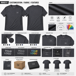 เสื้อยืดกีฬาผู้ชาย แห้งเร็ว แขนสั้น คอกลม ทรงปกติ สีเทา ผ้าถัก โพลีเอสเตอร์ 100% พิมพ์โลโก้ตามสั่งด้านหน้า - Product Image 1