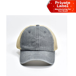 Custom Distressed Effect Trucker Hats OEM Blank Headwear Supply White Label Manufacturing Trucker Hats <b>Plain</b> Mesh Hats Bulk - Product Image 1