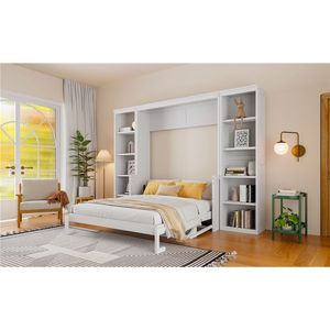 Queen Size White <b>Murphy</b> <b>Bed</b> with <b>Desk</b> and Bookshelf 12.7 ETA - Product Image 6
