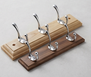 Premium Mirror Polished Silver Dual <b>Hooks</b> With Light Brown Wooden Base Perfect For Elegant And Stylish Home Decor Organization - Product Image 6