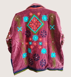 Chaqueta de Invierno Bohemia Bordada de Algodón Ecológico para Mujer, Talla Grande, con Estampado Floral, Frente Abierto, Casual, Manga Larga, Cuello Redondo - Product Image 3