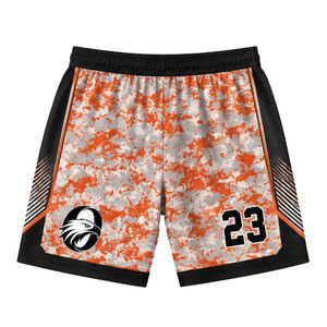 Ensemble maillot et short de basketball gris-orange par sublimation – Tenues d'équipe personnalisées pour hommes et femmes – Vêtements de sport respirants - Product Image 4