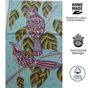 Bohemian Tapestry Kashmiri Aari Hand Embroidery Colorful Birds Design <b>Wall</b> <b>Decor</b> Indoor Use Sustainable Durable Dry Clean - Product Image 2