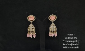 11697Vintage Kundan Jhumki <b>Earrings</b> Mehandi Plated <b>Earrings</b> Ethnic <b>Red</b> Doublet Stone Brass Kundan <b>Earrings</b> for Wedding Party Wom - Product Image 2