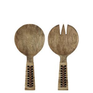 Serveur à salade en rotin au design parfait, serveur à salade en bois avec poignée en rotin, ustensiles à salade, serveur à salade à un prix très raisonnable - Product Image 5