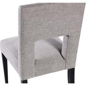 Minimalist Linen Fabric Dining <b>Chair</b> Solid Teak Wood Frame Cutout Back Upholstered <b>Chair</b> for Hotel <b>Restaurant</b> Living Room - Product Image 3