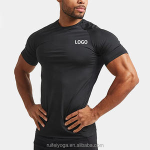 Camiseta Deportiva de Manga Corta para Hombre, Corte Ajustado, Secado Rápido, Cuello Redondo, Tejido de Poliéster, Color Sólido, para Entrenamiento - Product Image 4