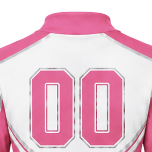 Ensemble uniforme de cheerleading sublimé rose et blanc à manches longues avec jupe plissée pour l'entraînement et la performance sportive d'équipe - Product Image 5
